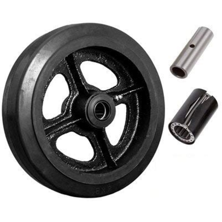 CASTERHQ 8"x2" Rubber ON CAST Iron Wheel, 600 LBS Capacity RCI8X212